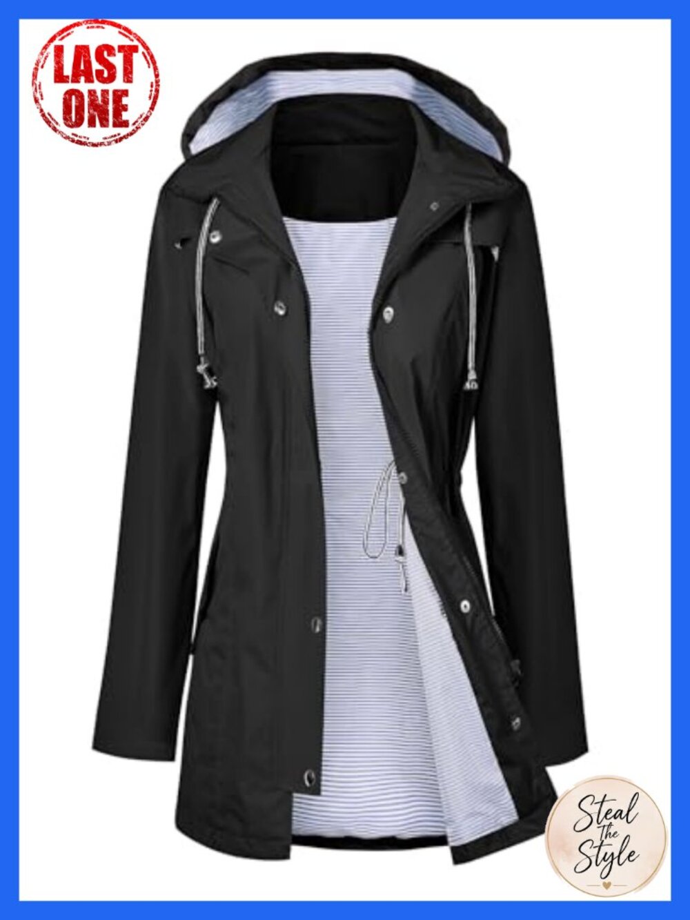 LOMON Women's Waterproof Long Hooded Trench Raincoat Lined Windbreaker